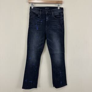 MOTHER the Insider Ankle‎ Rain City Lights Jean Black Paint Splatter 27x28